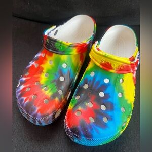 Tie dyed Crocs